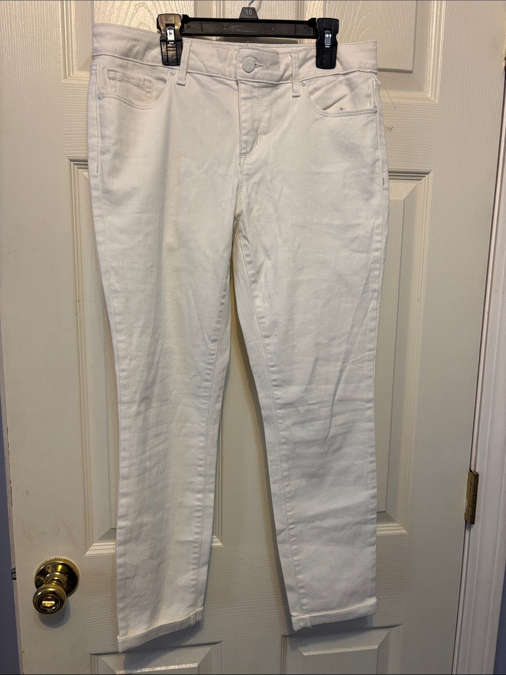 NEW Women’s Rolled Crop Skinny White Denim
